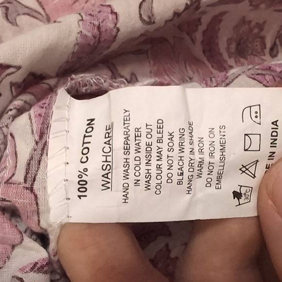 SRISHTI Pink Mauve Floral Kurta Cotton Faux Button Front Size Medium - Picture 5 of 6